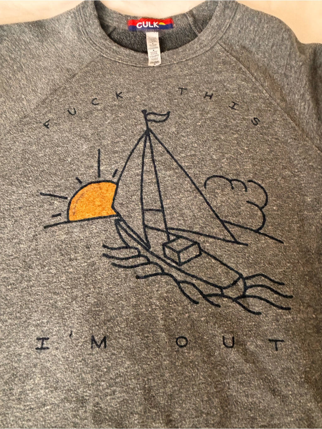 Culk Grey Sailboat Crewneck Sweatshirt — image 2 of 5